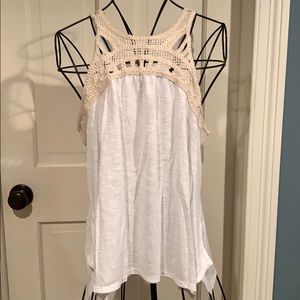 Crochet Front White Tank Top - Size XL